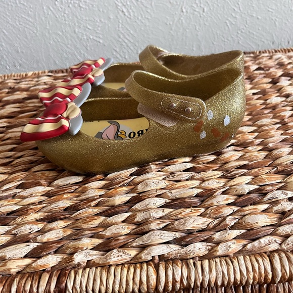 Mini Melissa Disney dumbo gold shimmer Mary Jane red bow 10 - Picture 7 of 7